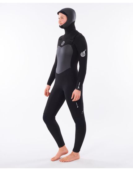 Womens Flashbomb 5/4 Hooded Wetsuit in Black